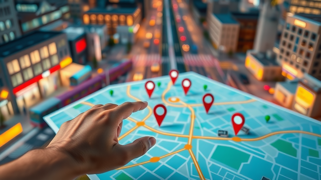 animated local map highlighting local businesses and data points for local seo