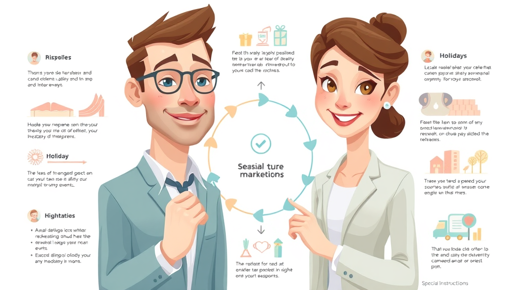 Infographic displaying key concepts of seasonal &amp; promotional marketing with cyclical trends and event highlights