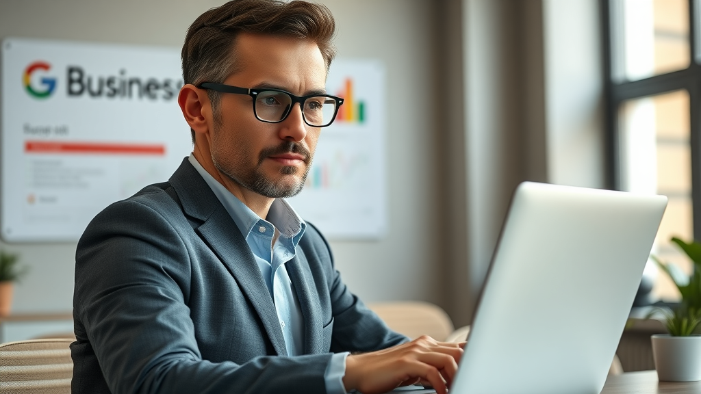 small business owner verifying google business profile for local seo &amp; online visibility