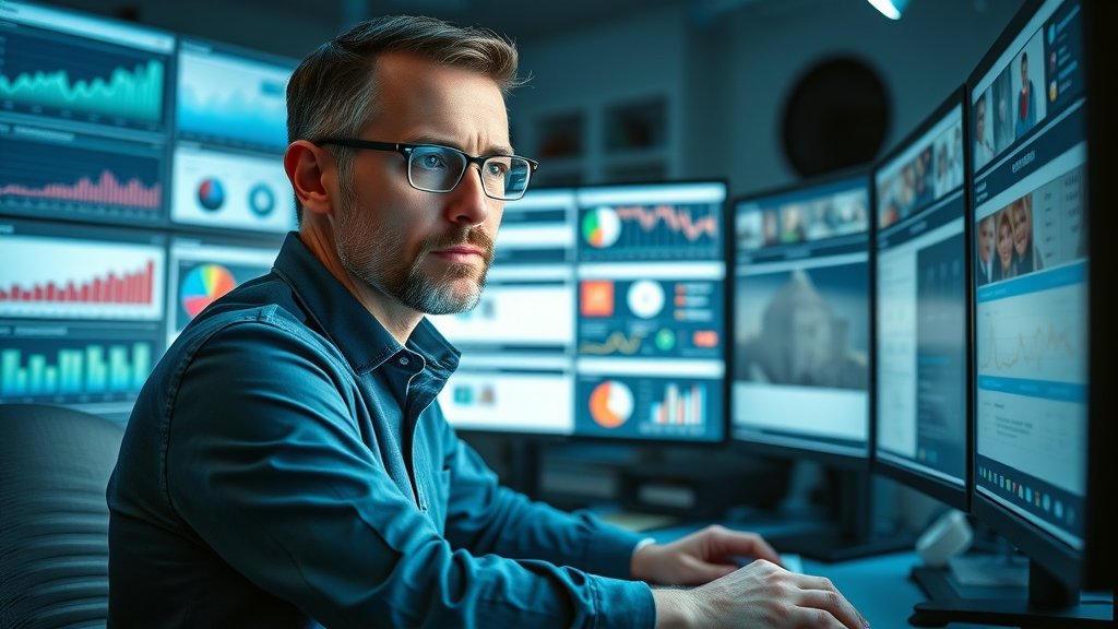 Digital marketing manager assessing video, blog, and paid ad content formats for content marketing &amp; blogging strategy