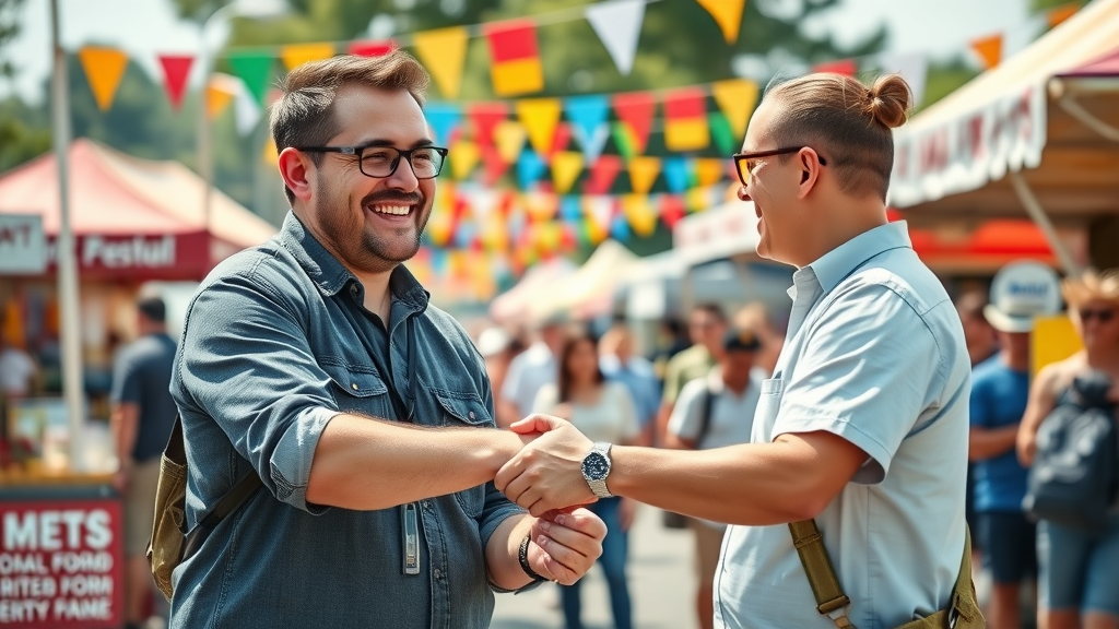Small business owner forming partnership for local seasonal event promotional marketing