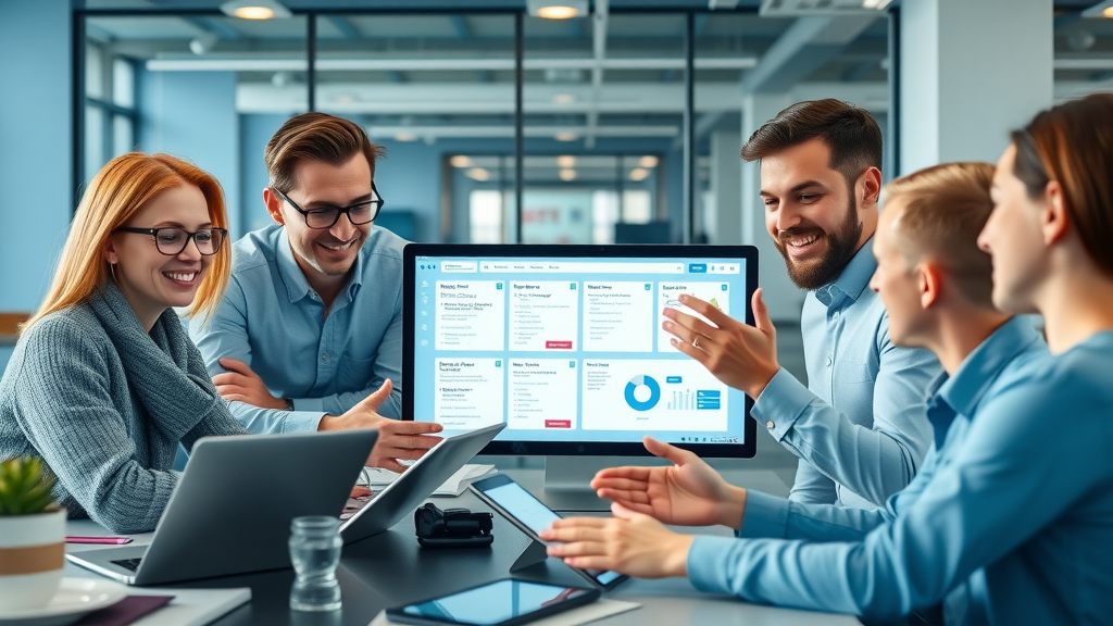 content marketers collaborating efficiently on digital project boards for blog content creation