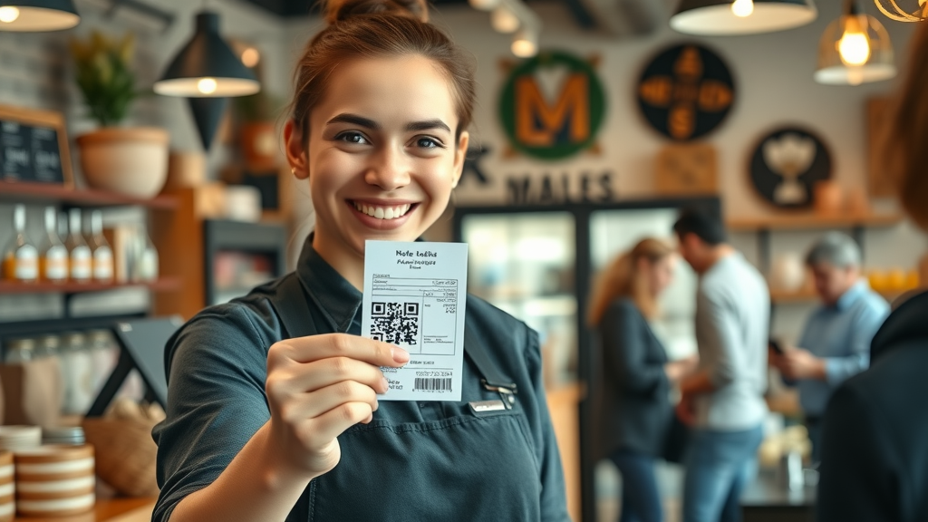 local business staff using qr code to encourage online reviews for local seo &amp; online visibility