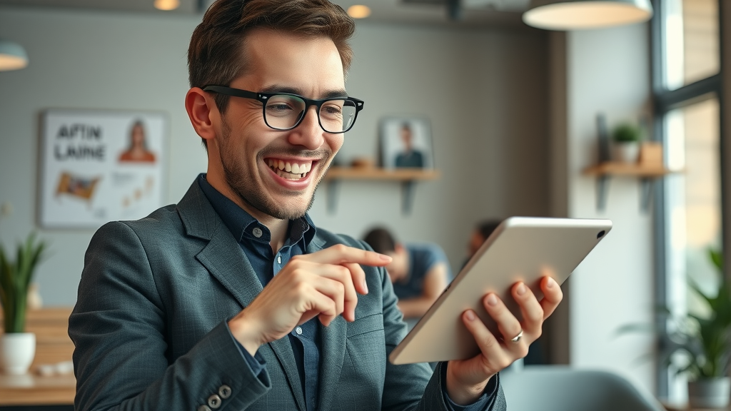 business owner posting on social media to improve local seo &amp; online visibility