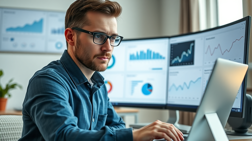 marketer reviewing seo analytics for local seo &amp; online visibility success